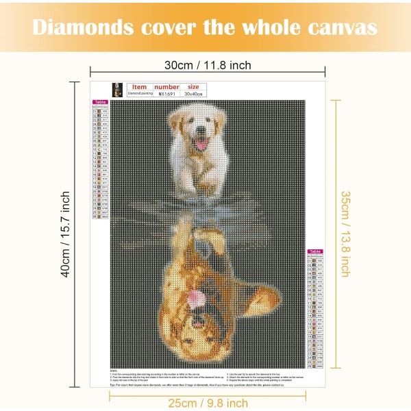 30x40CM Dog Diamond Painting Full Rhinestone, Diamond Brodery
