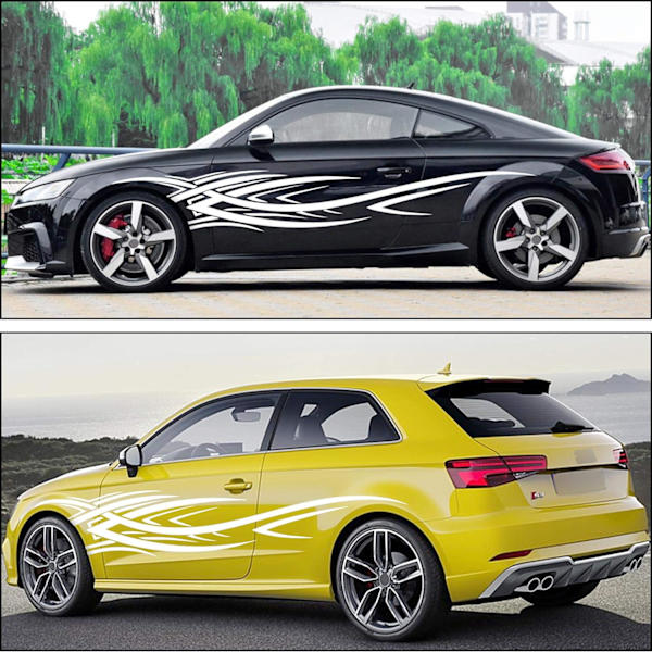 2 Stycken 240cm Flammor Grafik Bil Kaross Sida Dekaler Flamma Racing