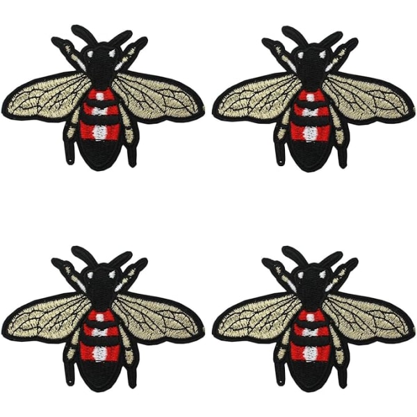 4 PC'er Bee Broderet Iron-On Patch Broderi Applique By DIY Fa