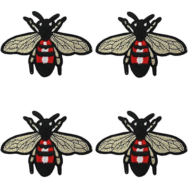 4 st Bee Broderade Stryk-på-lapp Broderi Applikation av DIY Fa C