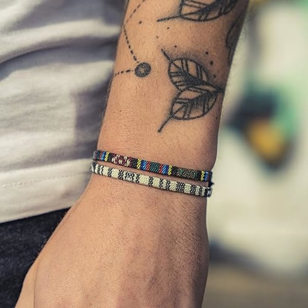 2x Surf armband set för män och kvinnor - boho hippie - strand- och festivaltillbehör - handgjorda - 100% ekologiska G