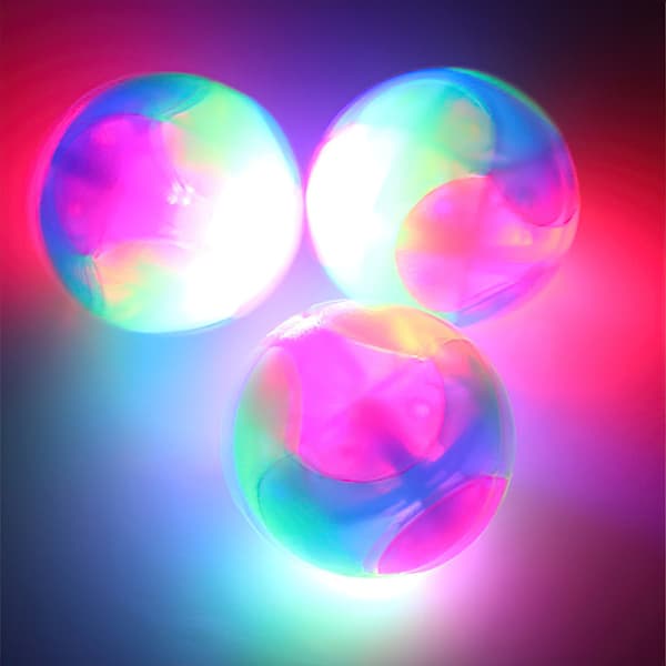 3 stykker LED-lysende hundebolde, blinkende elastisk bold, LED-molarbold, glødende bold, kæledyrsfarvet lysbold, interaktivt legetøj