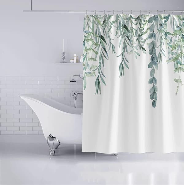 (180*200CM) 1 stk. Grønt dusjforheng for bad, enkelt 3d polyester vanntett bad