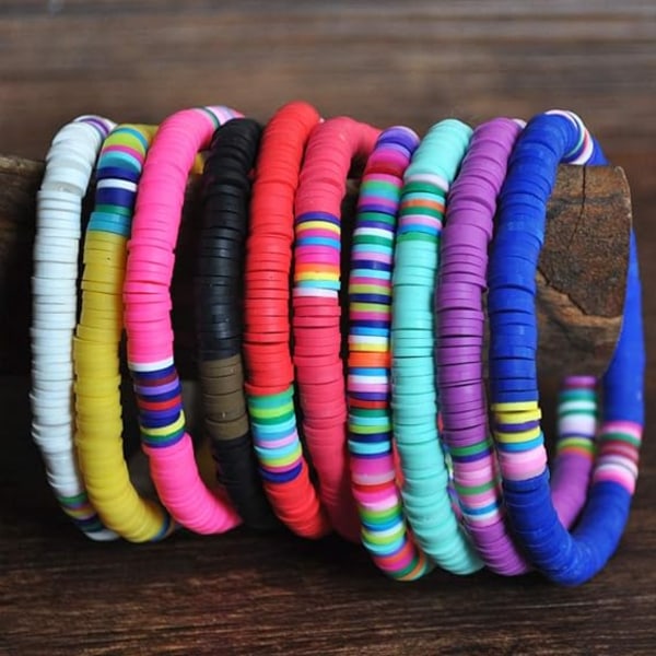 10 stk. boho-inspirerede farverige lerarmbånd, håndlavede armbånd til kvinder og piger Y