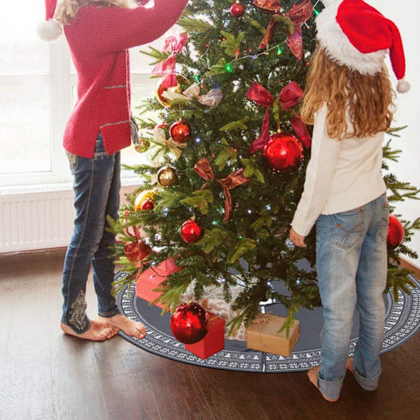 Dremisland Grå Julgransskjort, 48 Tum Stickad Julgransskjort med Snöflinga, Tjock Rustik Jul D F