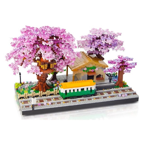 (3668 stk) Mini Byggeklosser for Japansk Kirsebærblomststasjon, Sakura Botanisk Samling for Voksne, 14+ Tenåringer U