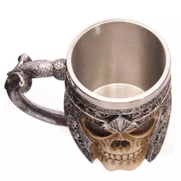Vikinge kranie kaffekrus rustfrit stål ølkrus gave til mænd fars dag gaver, Halloween 3d kranie