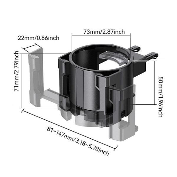 (Svart) Bilkoppholder med roterbar telefonholder, luftventilkoppholder for biler, bildrikkeholdere