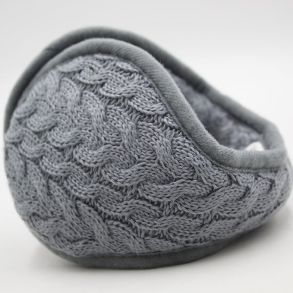 Unisex varme strikkede øreklokker Dame Cashmere Winter Pure Color-grå