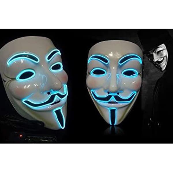 Let   LED   V-Vendetta   EL Wire Light Halloween Fest   Kostume, Blå