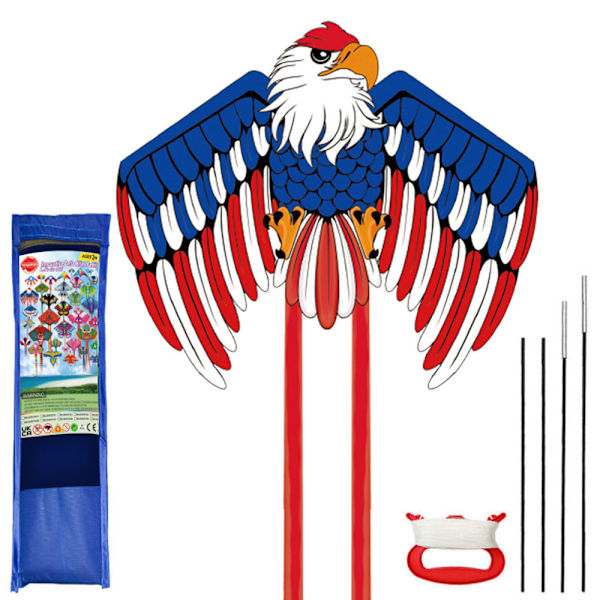 Drager til Børn i Alderen 8-12, Stor Drager til Drenge Voksne Let at Flyve & Samle, Stranddrager med 100 Meter Dragesnor Eagle