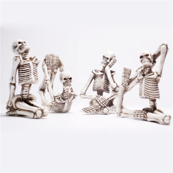 Kallokorut, Jooga-luurankojen patsassetti, 4 kpl Luunvenyttäjiä Halloween-figuureja Keräilymeditaatio