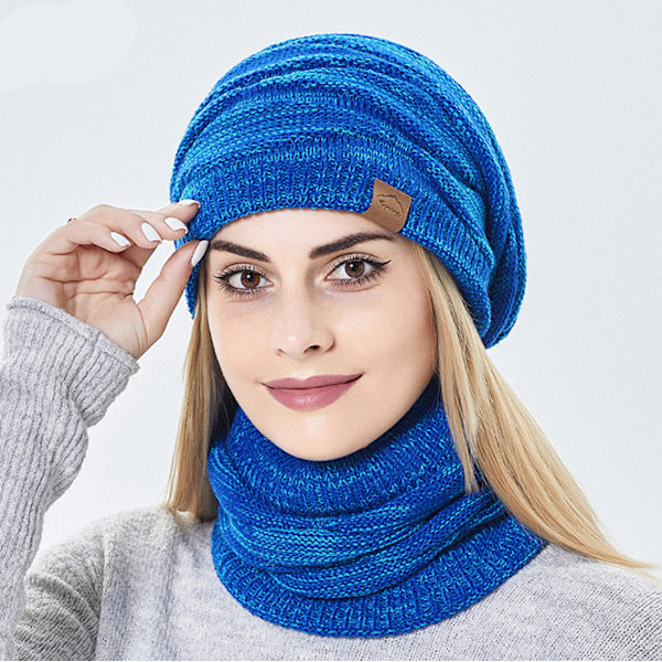 Svart vinter varm mössa hatt och loop halsduk rör halsduk set med fleecefodrad flickor vinter hatt hals w