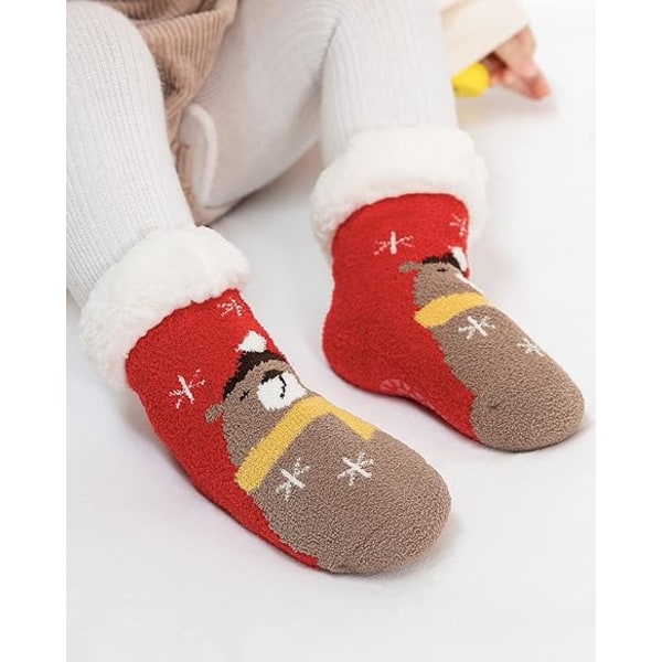 Girls' Non-Slip Winter Fleece Socks Pack of 2