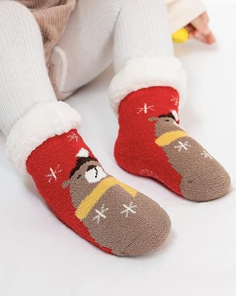 Pigers skridsikre vinter fleece sokker, 2-pak