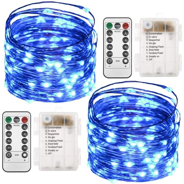 2 set Christmas Fairy Lights batteridriven, 33ft 100 led slingor R