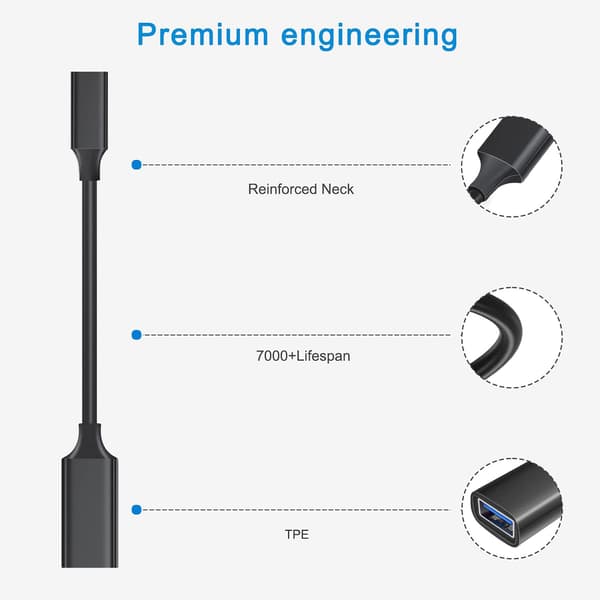 2 stk. Sort USB C Han til USB 3.0 Hun Adapter 2-pak, Thunderbo