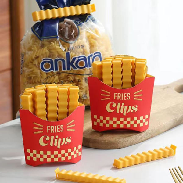 24-pakning pommes frites poseklips - Morsomme matposeklips med magneter
