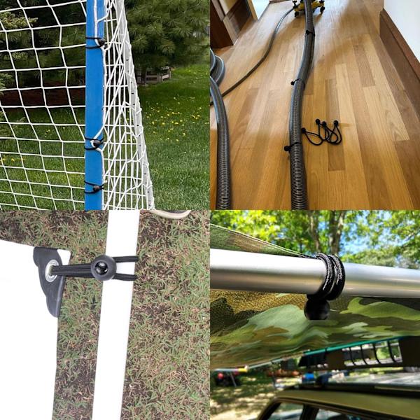 50 stk. Bungee-kugler 6 tommer, sort Bungee-ledning til baldakinpresenning, 0.