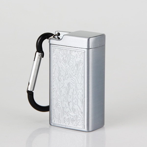 Mini Portable Pocket Metal Deodorant Ashtray with Keychain (Silver)