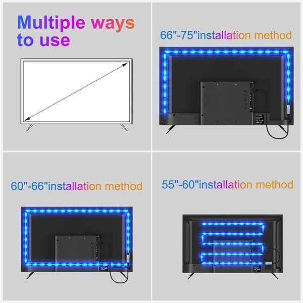 5M LED-lysstrimmel, Bluetooth-stemnings-tv-LED-lysstrimmel, selvklæbende LED-lysstrimmel med