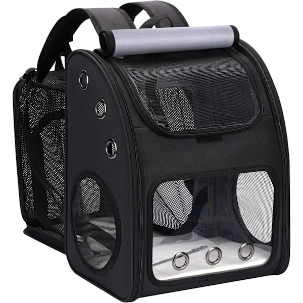 (Black) Expandable Pet Carrier for Cats, Dogs and Small Animals, Portable Pet Tr