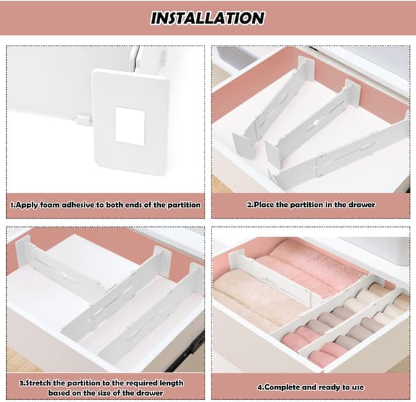 Skuffeskiller Skuffeskiller Skuffeskiller Organizer 4 PCS DI