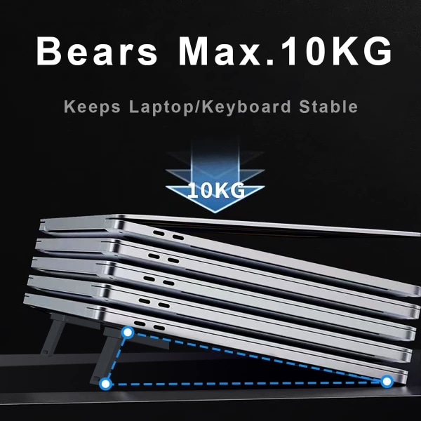 2 stk. Mini Usynlig Computer Tastatur Bærbar Stativ Ergonomisk Port