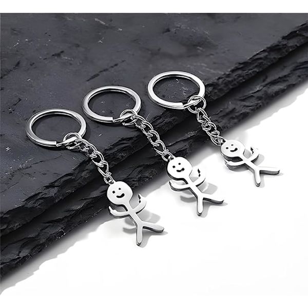 1 stk Sjov Smiley Face Figur Keychain Tegn Sprog Finger Cu I