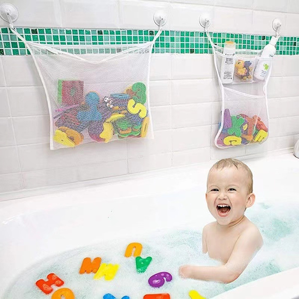 Baby Badelegetøjs Organizer, Legetøjs Opbevaringspose til Badeværelse og Badekar, Mesh Opbevaringsnet til Brusetilbehør C