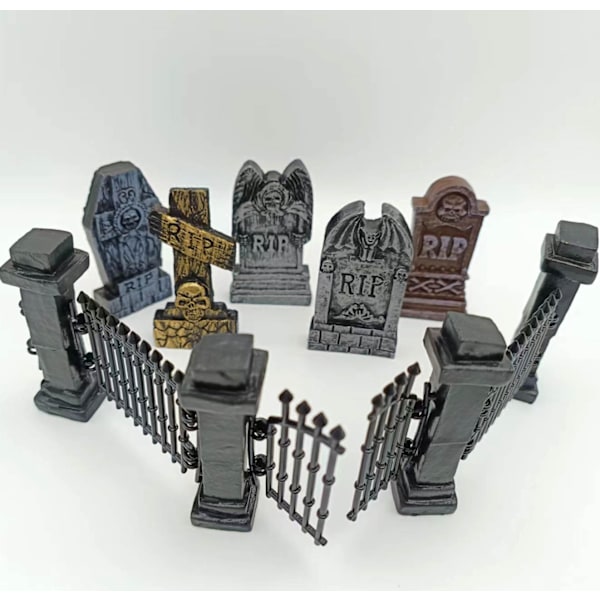 Set med Halloween-prydnader för gravstensdesign, hartshantverksornament
