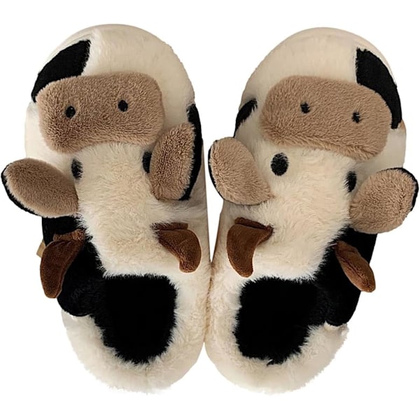 40/41 Fluffy Cow Slippers | Novelty Cartoon Cow Cotton Slippers Comfortable Cow Slides,Win