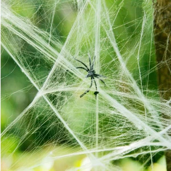 Halloween-dekorasjon 300g hvit edderkoppbomull + 60 små edderkopper
