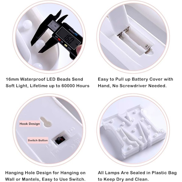 (M) Lysende Bogstaver Lysende Alfabetisk Lampe LED Bogstavlys F