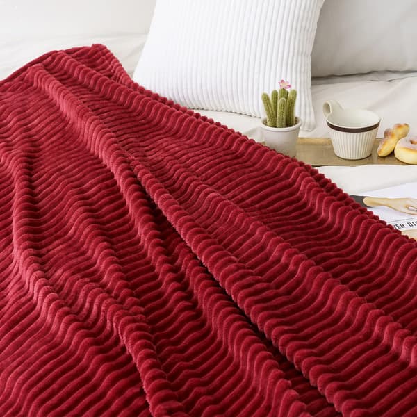 150X200CM Bourgogne Ternet Tæppe Flannel Fløjl Sofa Soveværelse Sof