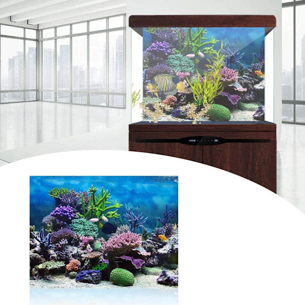 (61 x 30cm) PVC-liimakalvo akvaarion taustakuva, maisema-tapettimaalaustarra U