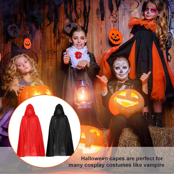 2 stk. hættekappe, sort hættekappe til Halloween, heksefancydress, julefancykappe Ki