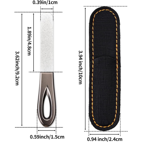 Metal neglfil med etui mini fint dobbeltsidet rustfrit stål