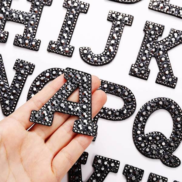 26 st Rhinestone strykjärn på lapp A-Z Vit Bling Rhinestone bokstavslapp