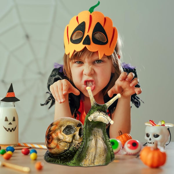 Snegl Kranium Halloween Skelet Snegl Skulptur Have Statue Figur Figurharpiks Håndværk Gotisk Dekoration