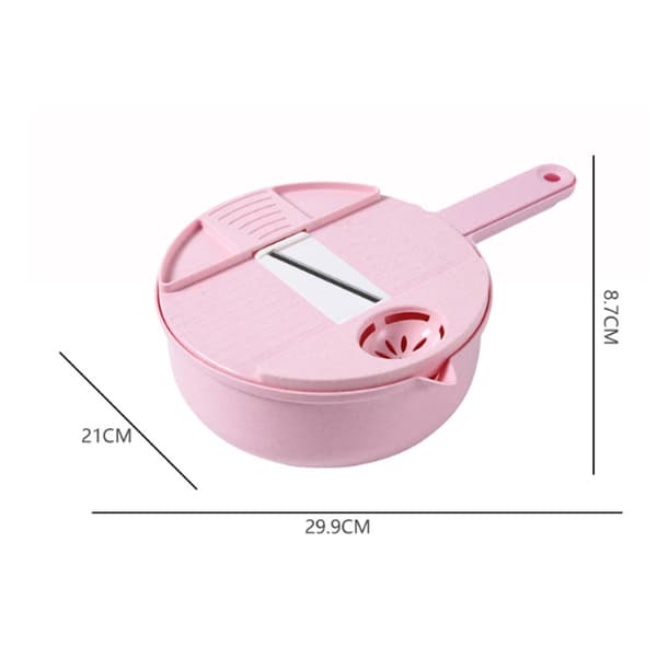 Rosa multifunksjonell grønnsakskutter med kurv Cuisine Veggie