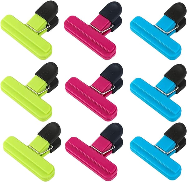 Matposeklips, 9 stk. Plastmatposeklips for åpne poser/kaffeposer