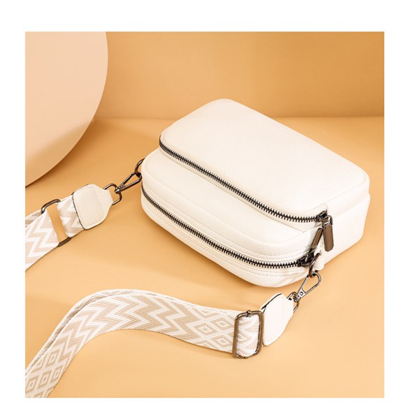 Naisten vetoketjullinen crossbody-laukku, suurikapasiteettinen nahkainen olkalaukku, valkoinen