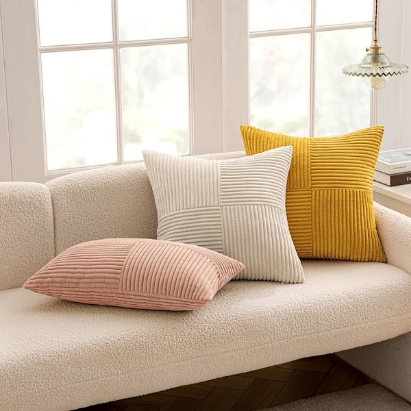 2 stk Cordfløyel pute 45*45cm bright yellow