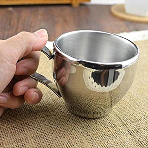 Kaffe kopper med underkop, rustfrit stål kaffekop, vintage te