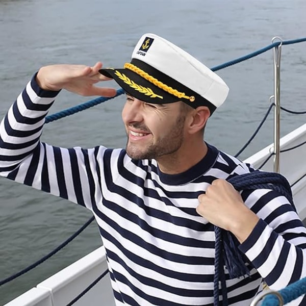 Hvid Kaptajn Hat, Justerbar Yacht Sejler Hat, Kaptajn Kasket, Sejl