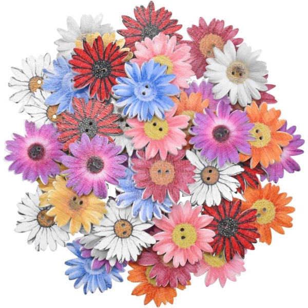 50 stk 25mm Chrysanthemum Treknapper Treblomster Knapper Blandet Tilfeldig Mote for Sying Scrapbooking