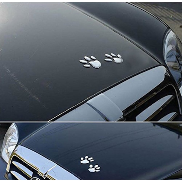 4 st 3D Krom Hundtassavtryck Bilsticker, Bil Logotyp Dekal Dec
