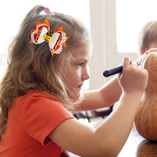 4 stk Halloween hårklips for barn, festlig sløyfehodeplagg