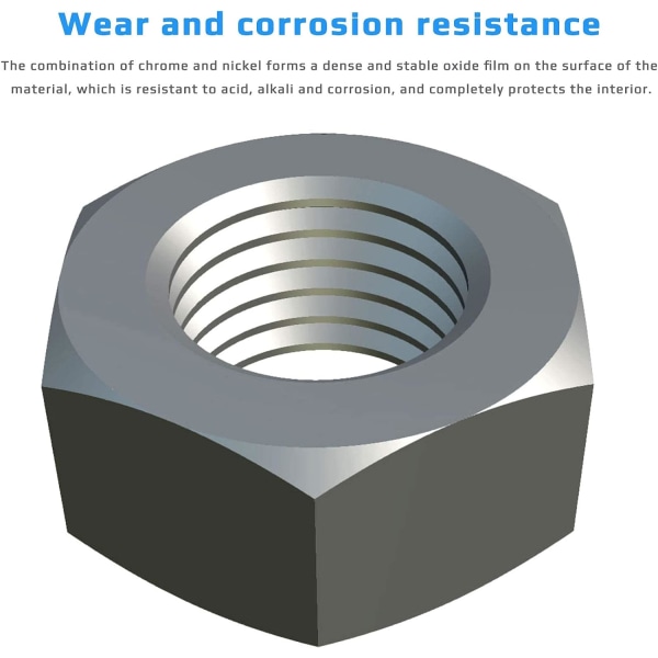 M16 sekskantmuttere (pakke med 10) sekskantmuttere i legering av stål for B